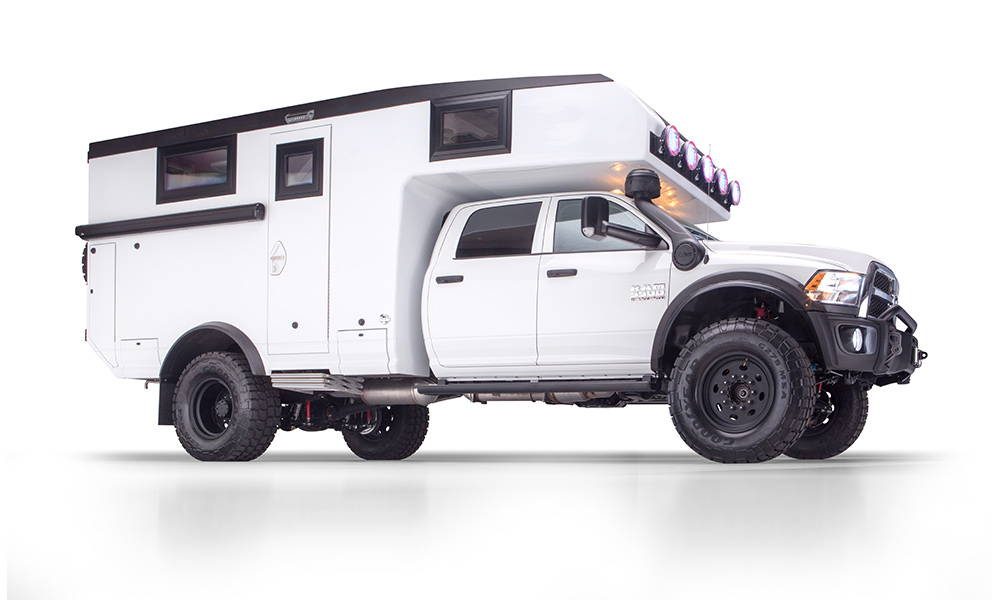 Global X Camper - Side profile of white exterior of truck.