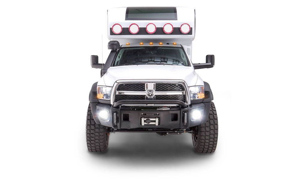 Global X Camper - Front profile of truck exterior. 