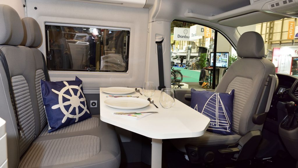 Dining table in the VW Grand California