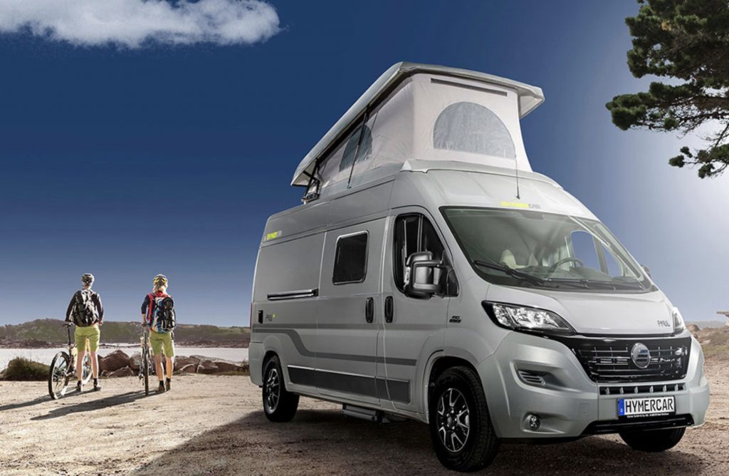 Bets motor homes - HymerCar Free with roof popped up 