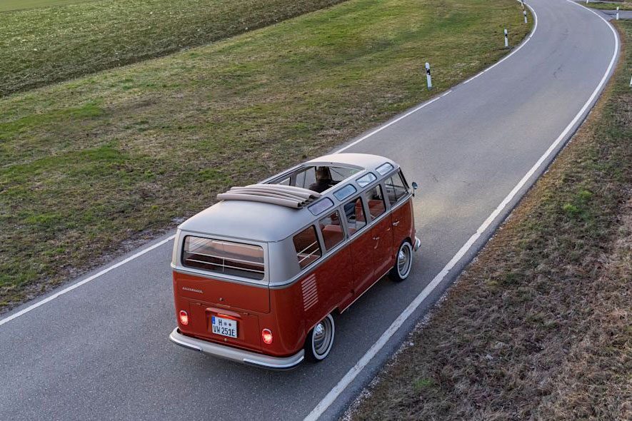 electric microbus on the road