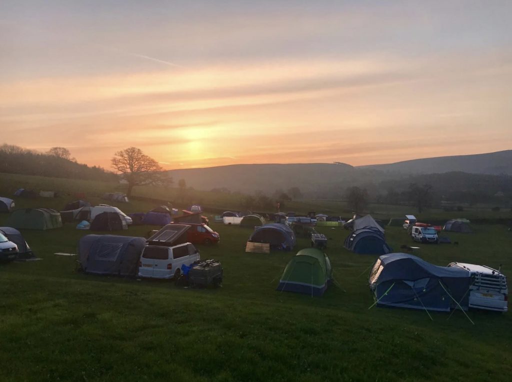 Campsite at sunset 