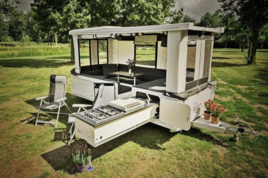 Small pop up campers - iCamp light expanded with kitchen out 