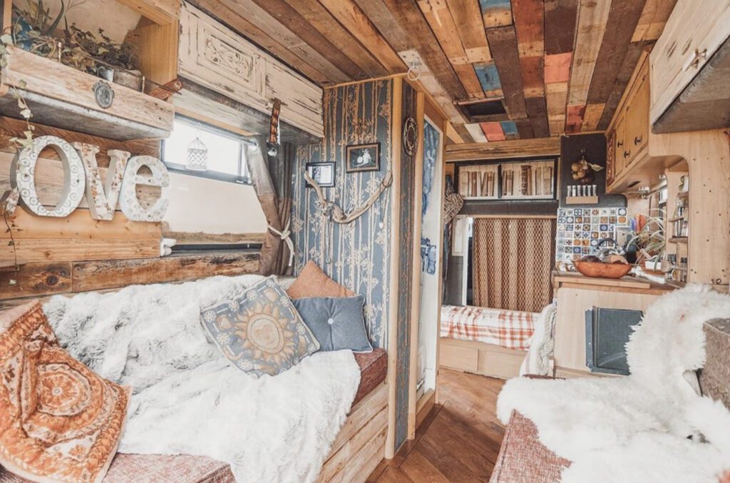 rustic campervan interior 