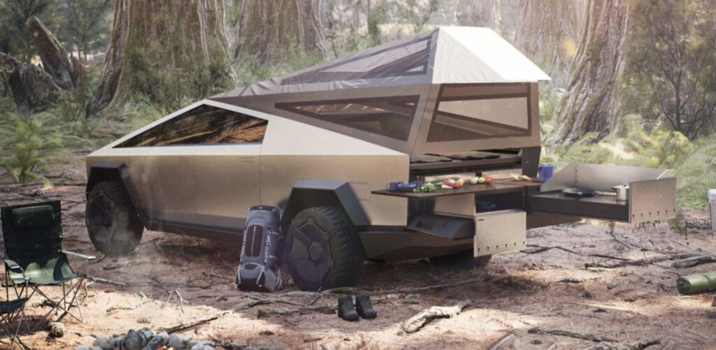Crazy Campervans - tesla Cybertruck camper set up 