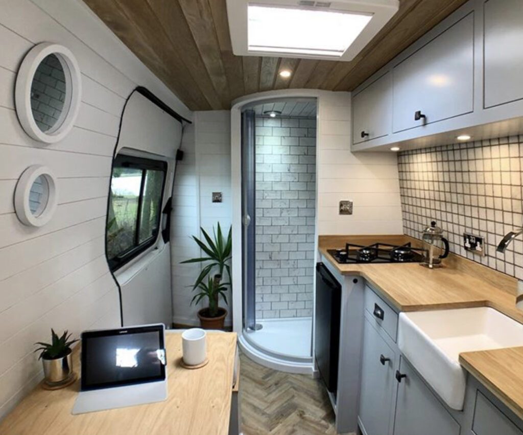 Interior of van with shower 