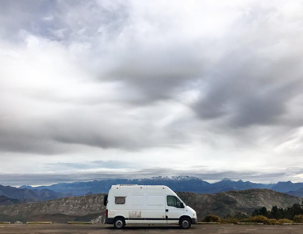 Boondocking in Spain in my van on the top of a mountain