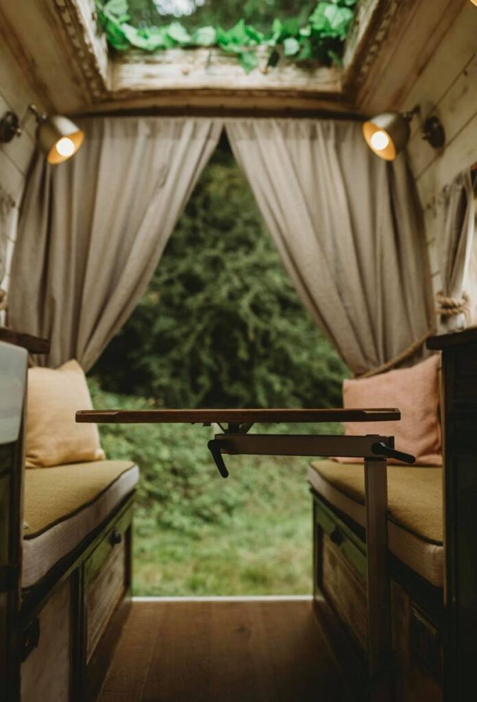 Adjustable table - Handcrafted Rustic Campervan