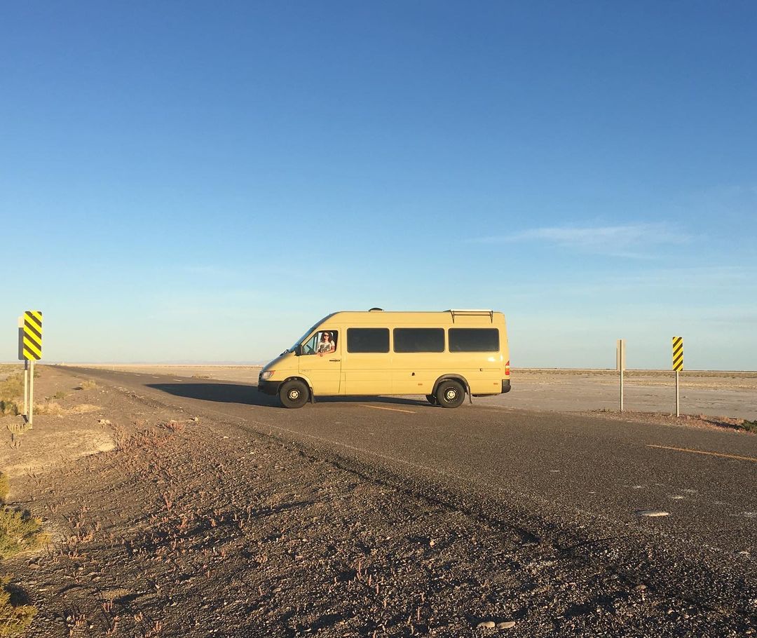 My van in Utah, enjoying the salt flats