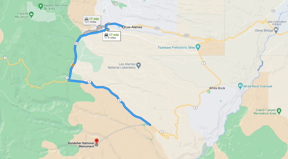 Los Alamos to Bandelier route